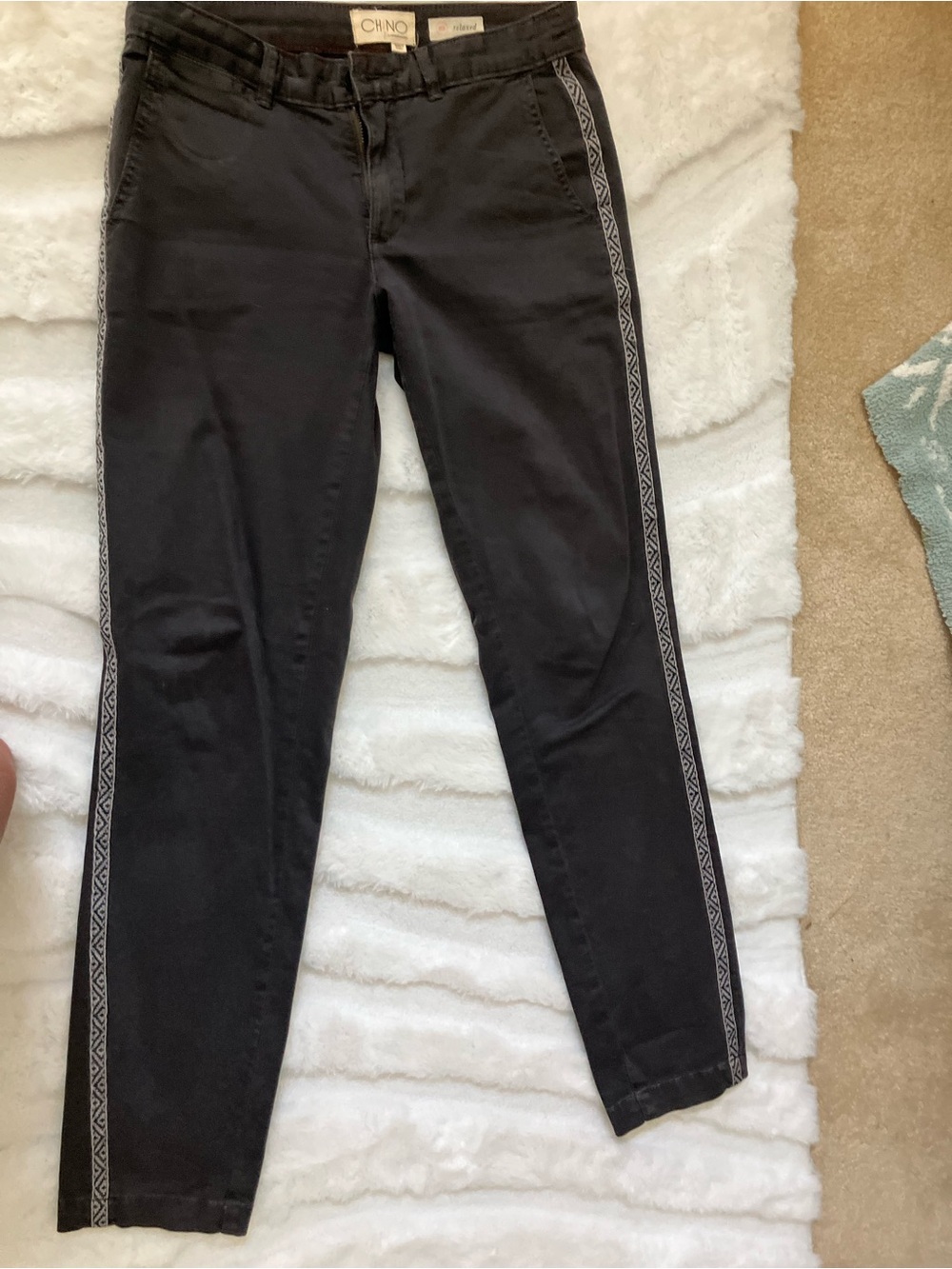 Anthropologie charcoal pants with blue side detail Chino brand